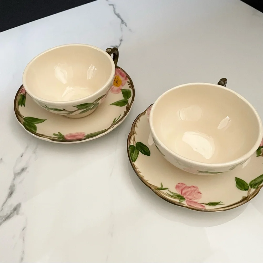 SET of 2 Tea Cups & Saucers - USA Desert Rose by Franciscan